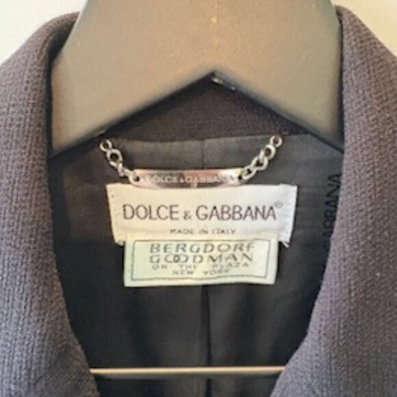 DOLCE & GABBANA Bergdorf Goodman Jacket w/ Tie Belt Wool Black Vintage SZ IT38 - Picture 2 of 11